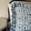 Iznik print cushions in pale blue and indigo.