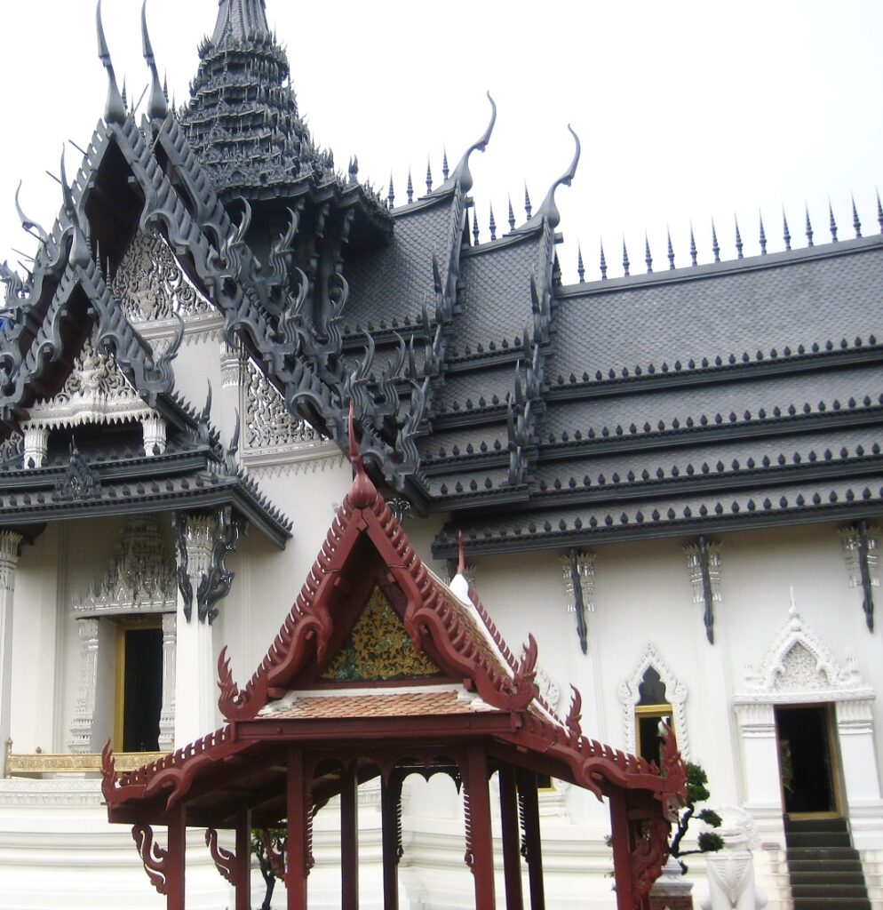 Ornate temple roofs in Thailand.