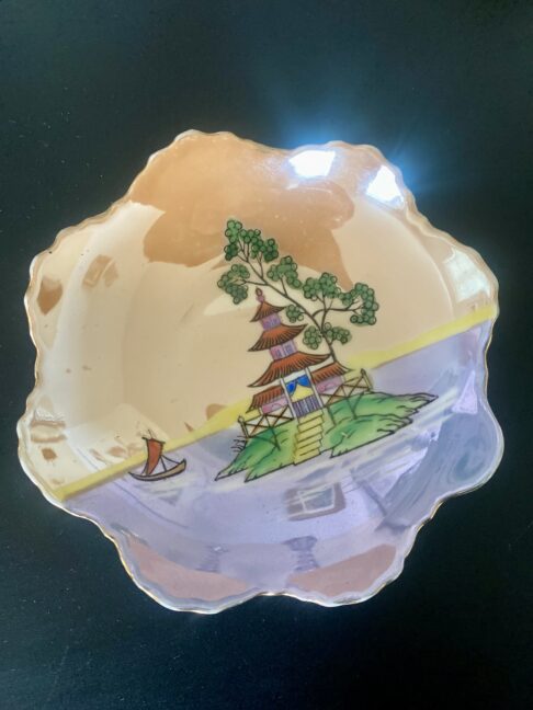 Vintage lustreware ceramic dish from Japan.