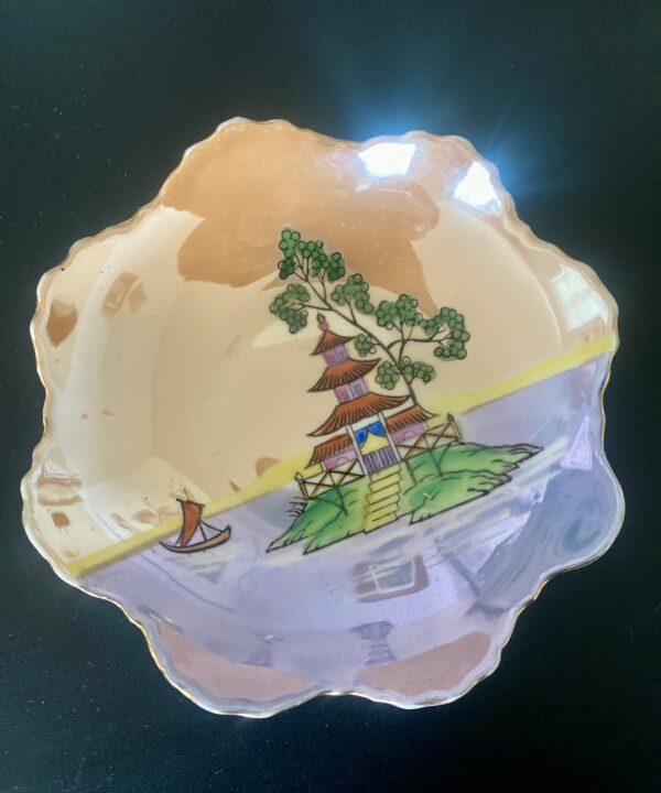 Vintage lustreware ceramic dish from Japan.